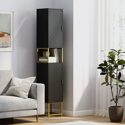 Tall Bathroom Storage Cabinet, Narrow with Adjustable Shelf, Black Bathroom Cabinets at Gallery Canada