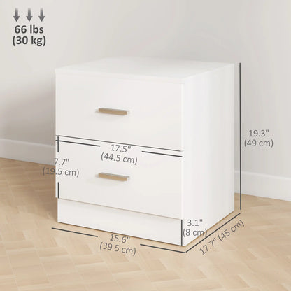 Modern Bedside Table with 2 Drawers, Nightstand, White Bedside Tables at Gallery Canada
