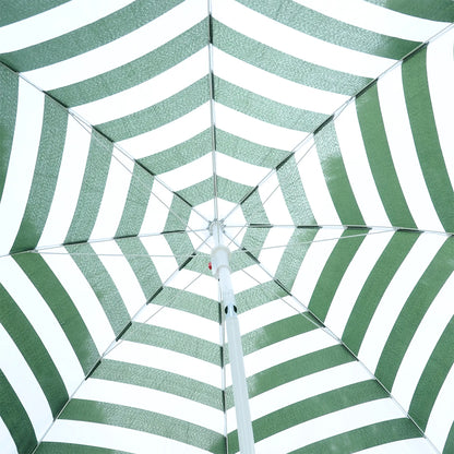 6FT Round Beach Umbrella, Tilt Mechanism, UV Protection, Striped, Green Beach Umbrellas at Gallery Canada