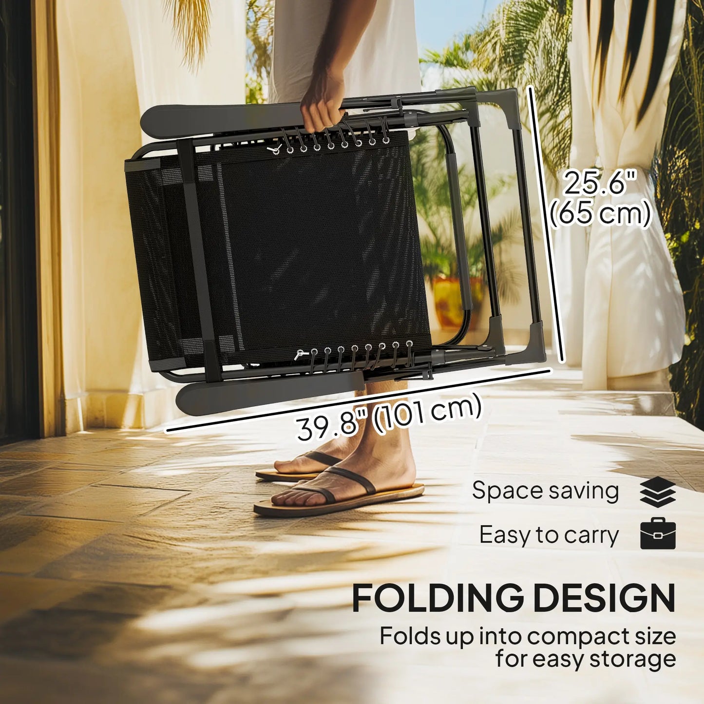 Folding Zero Gravity Chair, 5-Position Adjustable Outdoor Recliner, Black Lounger Chairs at Gallery Canada