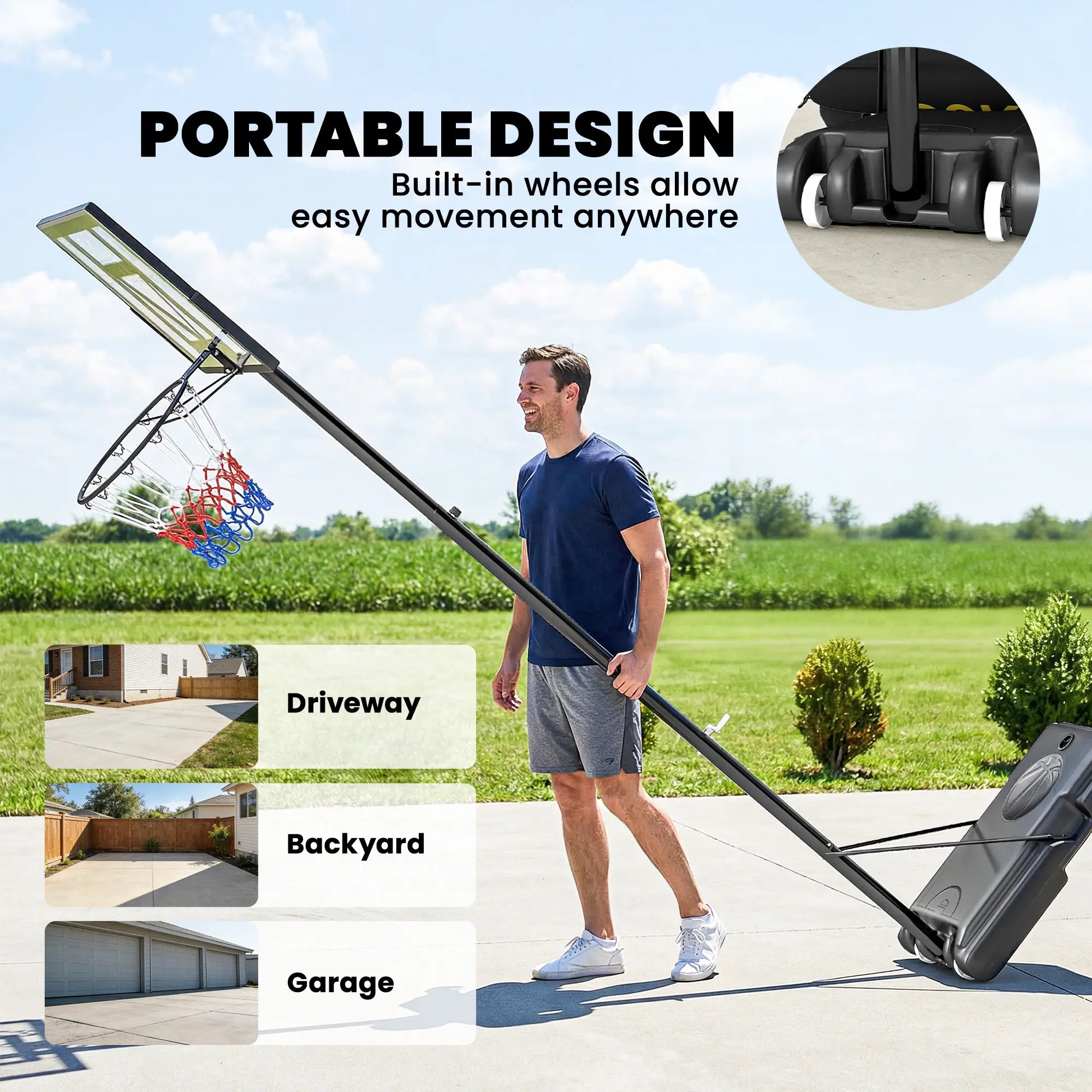 Adjustable Basketball Hoop Stand, 4.4-10 Ft, Shatterproof Backboard, Weight Bag Basketball at Gallery Canada