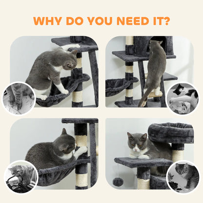 52 Inch Large Cat Tree, Dark Grey Cat Towers at Gallery Canada