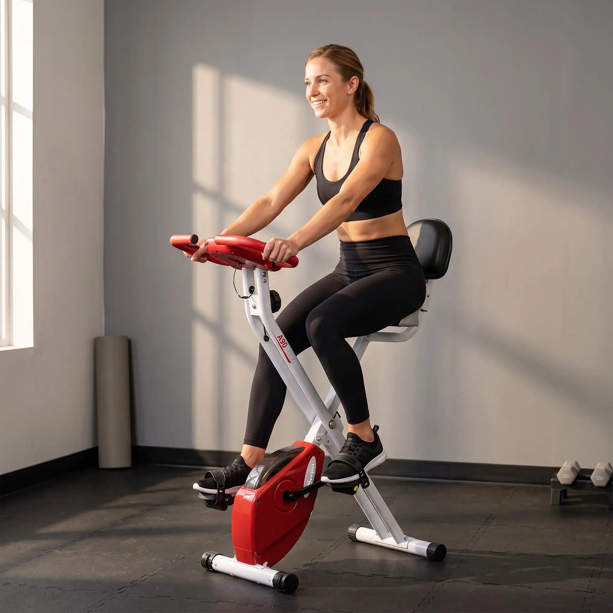 Foldable Indoor Bike, 8 Level Magnetic Resistance, Cardio Exercise, Red Exercise & Stationary Bikes at Gallery Canada