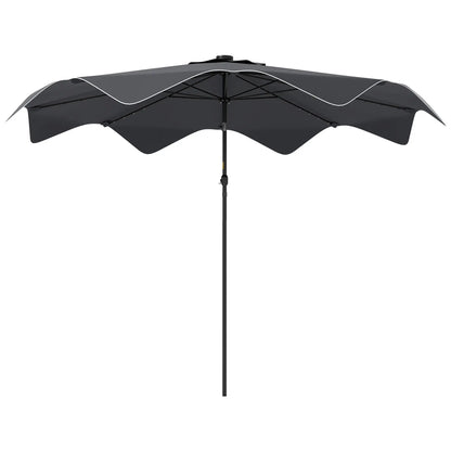 Solar Patio Umbrella with LED, Tilt, Crank, 10 x 10 ft, Dark Grey Sun Umbrellas Dark Grey at Gallery Canada