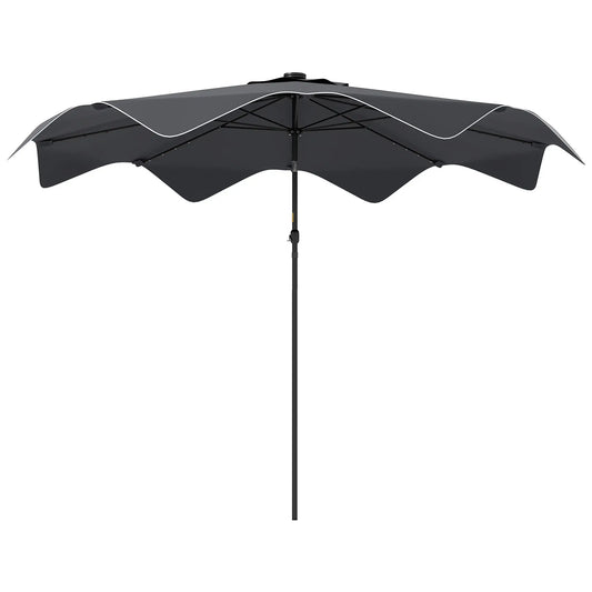 Solar Patio Umbrella with LED, Tilt, Crank, 10 x 10 ft, Dark Grey Sun Umbrellas Dark Grey at Gallery Canada