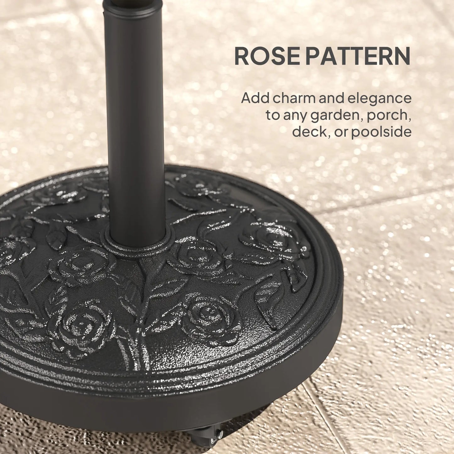 46 lbs Resin Round Patio Umbrella Base With Wheels, Black Umbrella Bases at Gallery Canada
