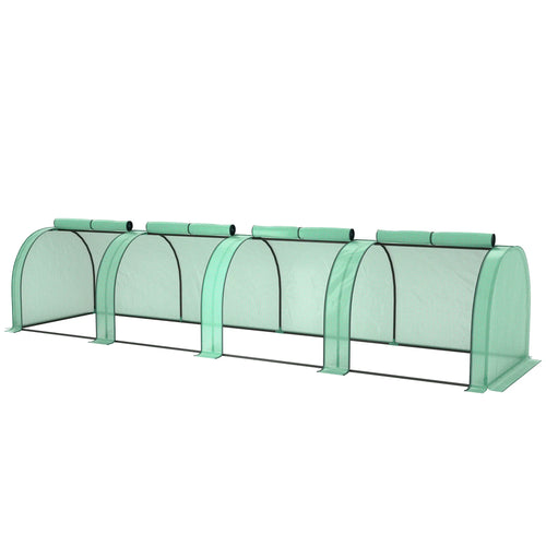 13' x 3.3' x 2.6' Mini Tunnel Greenhouse, PE Cover, Steel Frame, Zipped Doors, Green
