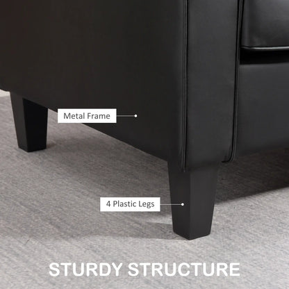 51" Double Sofa Couch, Upholstered PU Leather, Tufted Backrest, Black 2-Seater Sofas at Gallery Canada