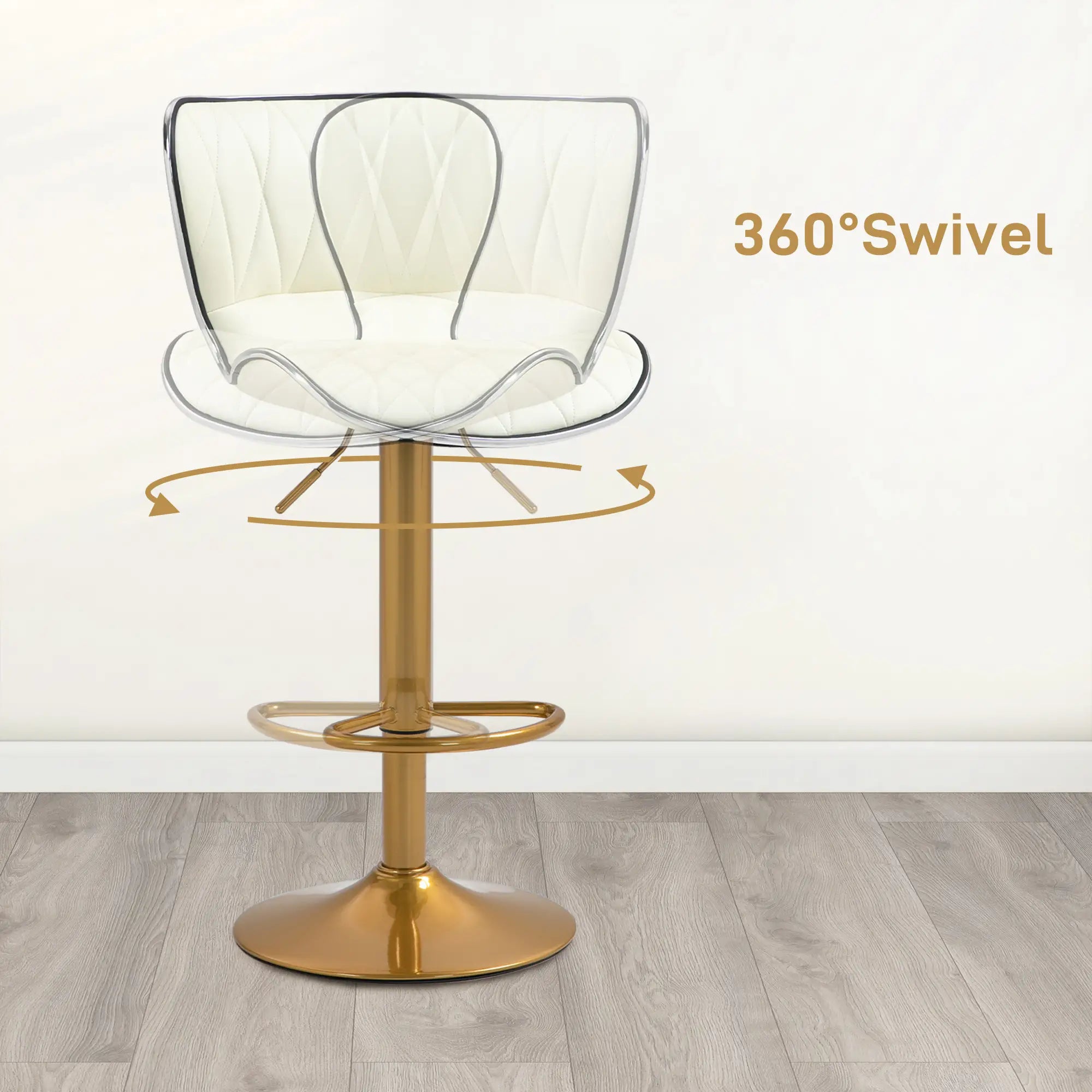 Adjustable Swivel Bar Stools Set of 2, PU Leather, Counter Height Bar Stools at Gallery Canada