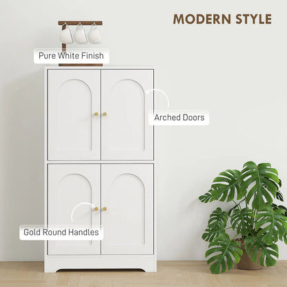 43" Kitchen Pantry Cabinet, Freestanding, 4 Arched Doors, 2 Adjustable Shelves, White Kitchen Pantry Cabinets at Gallery Canada