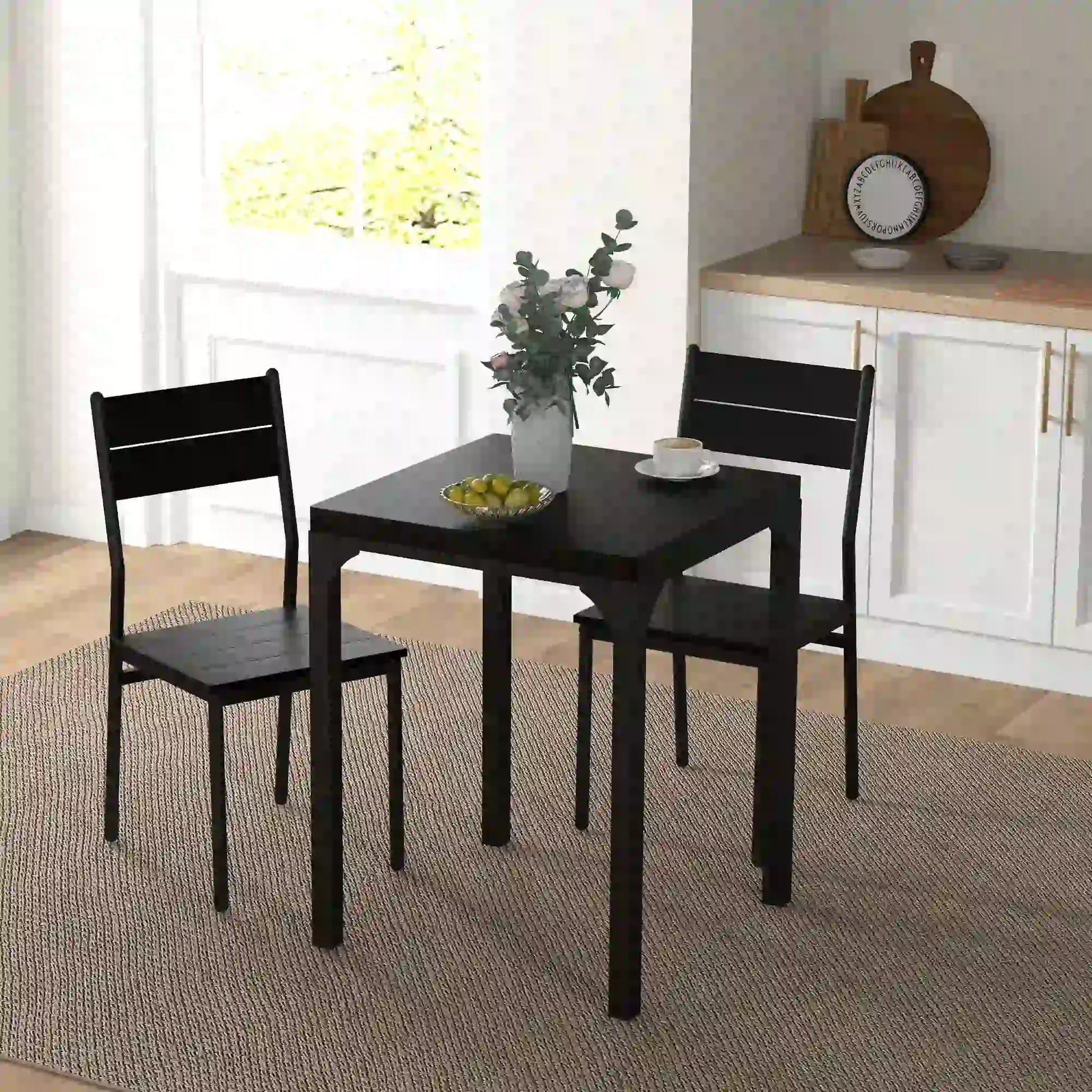 Dining Table Set for 2, 3 Piece Kitchen Table and Chairs, Black Dining Table Sets at Gallery Canada
