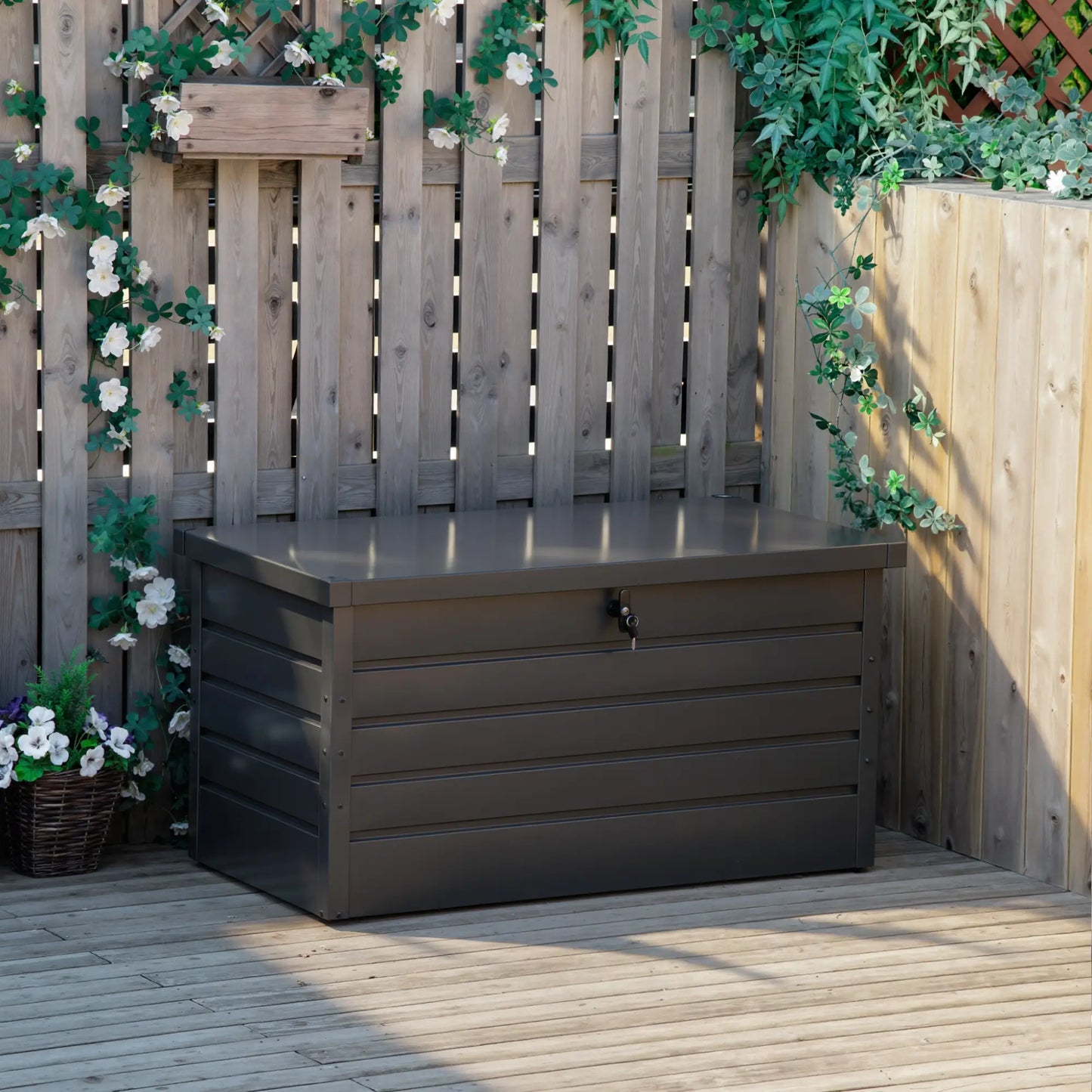 Large Deck Box, Outdoor Storage with Lock, Grey Patio Storage Boxes at Gallery Canada