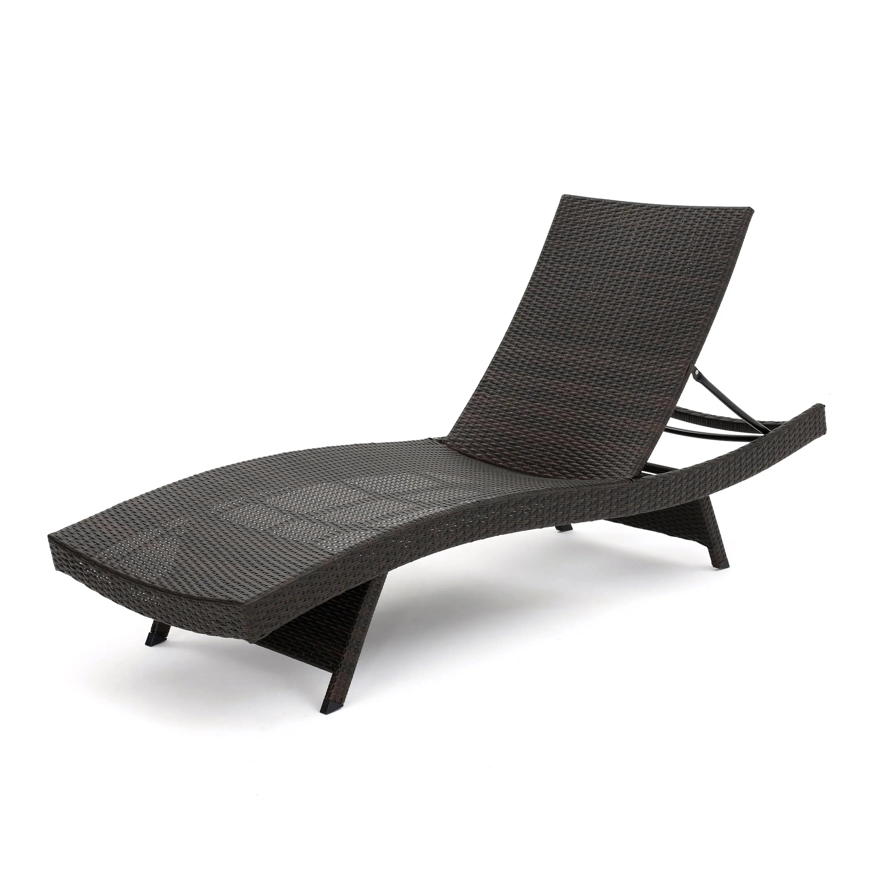 Wicker Chaise Lounge, Adjustable Backrest, Foldable, 79