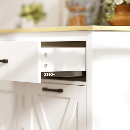 7 Gallon Tilt Out Garbage Cabinet, Kitchen Island With Charging Station, White