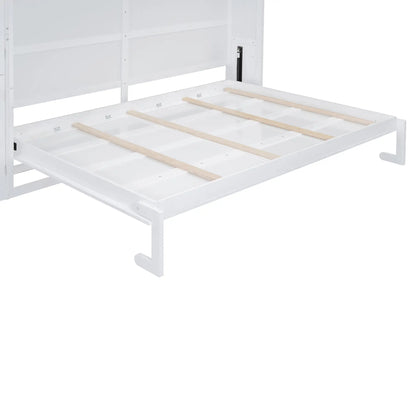 Murphy Bed with Cabinets, Space-Saving Design, 117.5" L x 16" W x 88" H, White Bed Frames at Gallery Canada