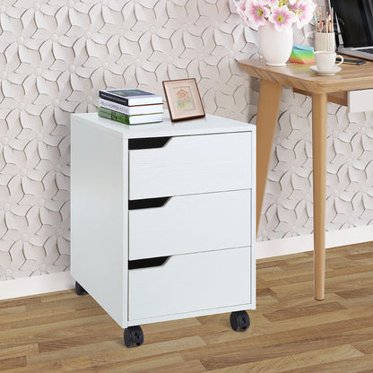 3 Drawer File Cabinet, Mobile Vertical Filing Cabinet with Wheels, White Office Cabinets & Cupboards at Gallery Canada