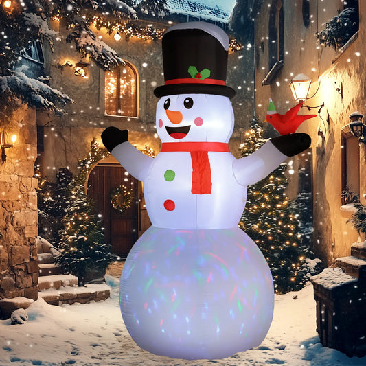 12FT Inflatable Snowman, Rotating LED Light, Indoor Outdoor Decor Christmas Inflatables White at Gallery Canada