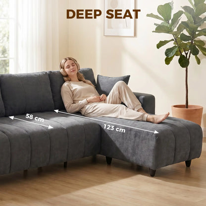 L-Shaped 3-Seater Sectional Sofa With Chaise, Spring Cushion, Grey L Shaped Couchs at Gallery Canada