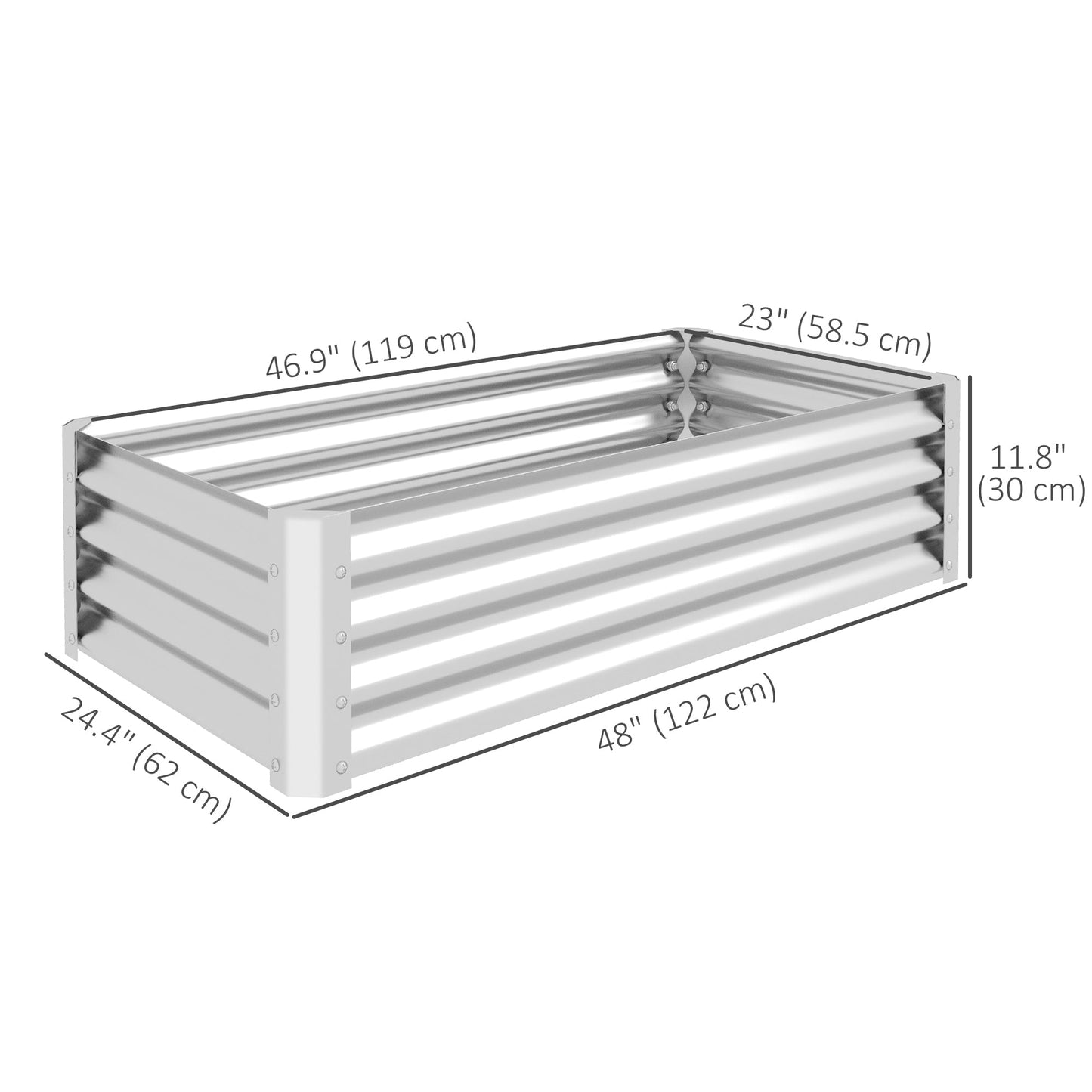 4'x2'x1' Galvanized Raised Bed, Bottomless Elevated Planter Box for Growing Flowers, Herbs and Vegetables, Silver at Gallery Canada