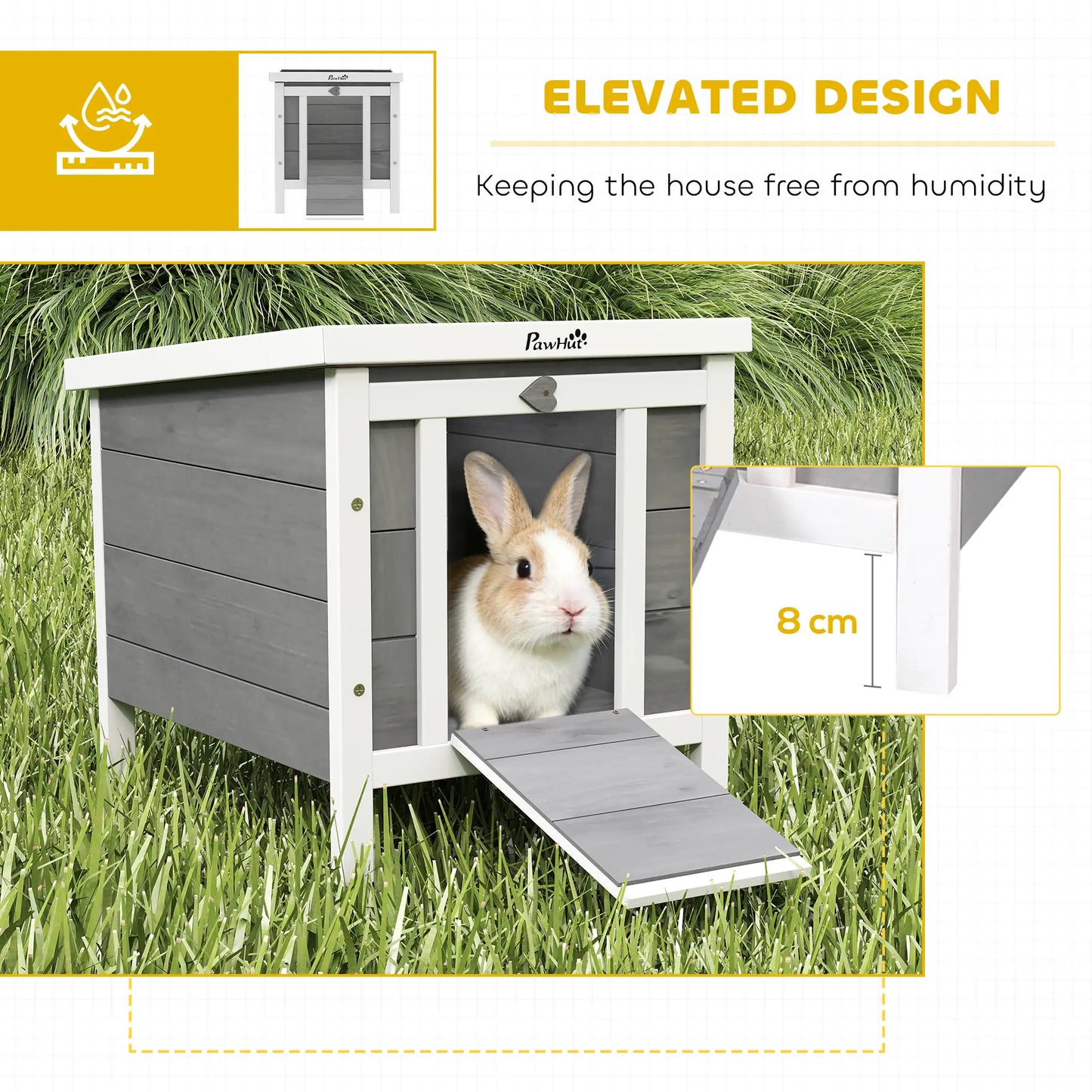 Wooden Rabbit Hutch, Bunny Cage, Outdoor Cat House, 20"x16.5"x17", Grey Rabbit Hutch at Gallery Canada
