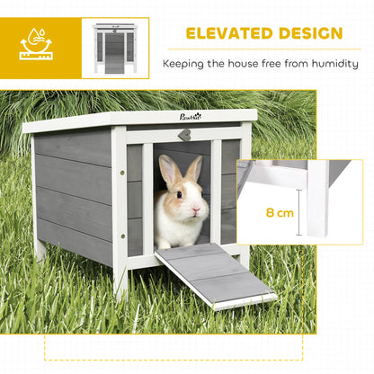 Wooden Rabbit Hutch, Bunny Cage, Outdoor Cat House, 20"x16.5"x17", Grey Rabbit Hutch at Gallery Canada