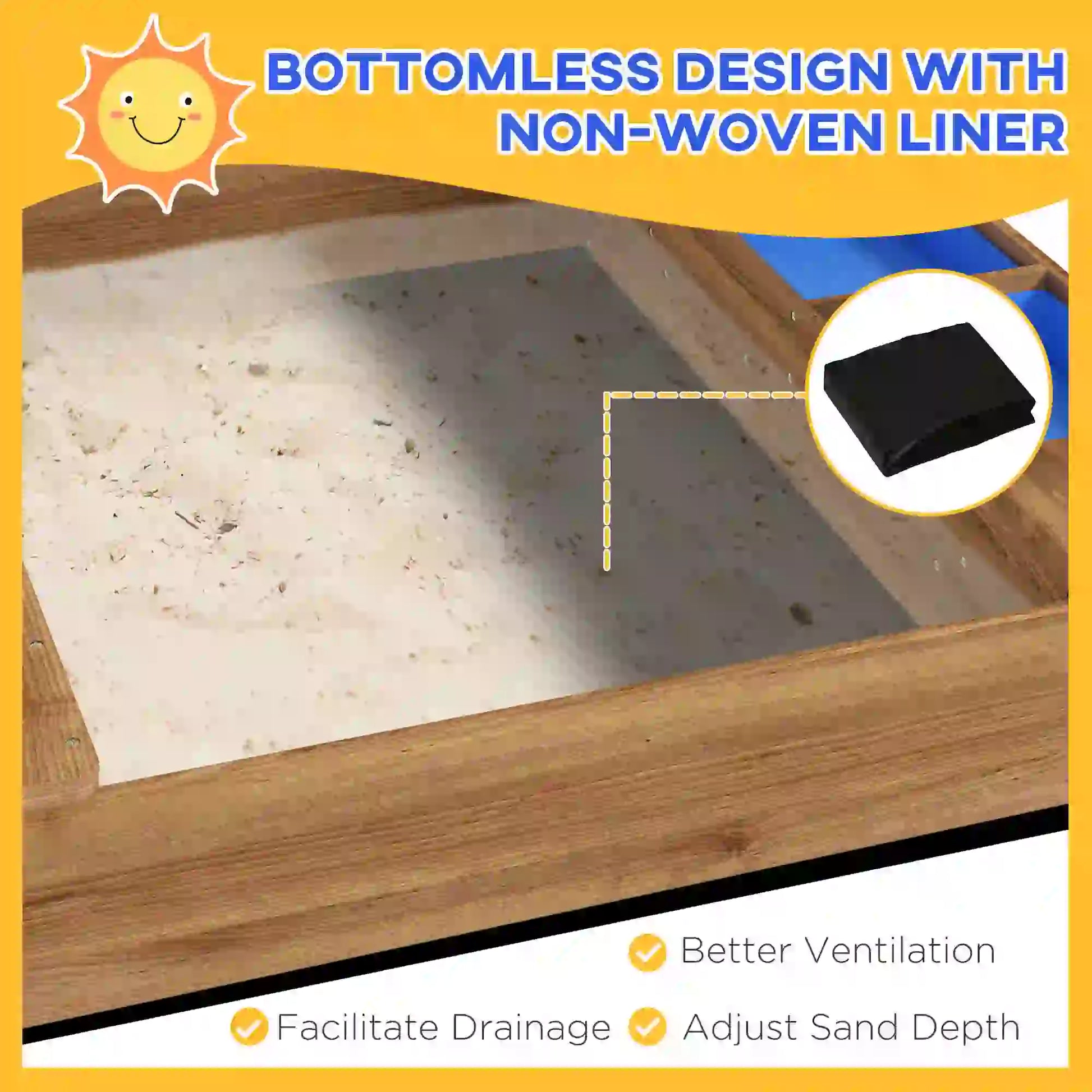 Wooden Sandbox with Cover, 3-7 Years, Backyard, Brown Sandboxes & Accessories at Gallery Canada
