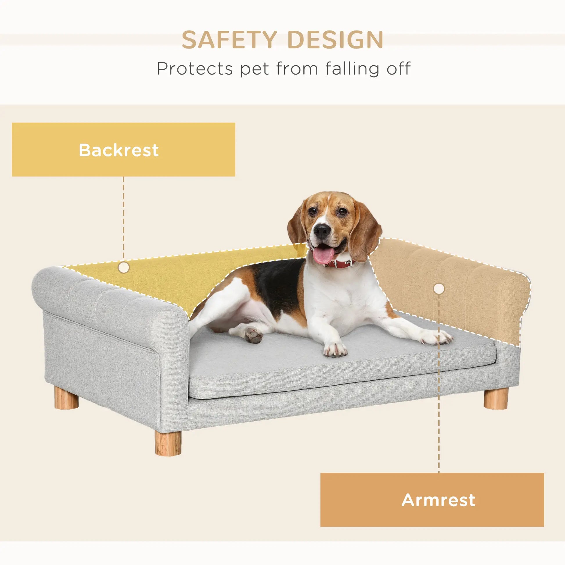 Modern Pet Sofa, Medium Large Dog Bed, Removable Cushion, Light Grey Dog Sofas at Gallery Canada