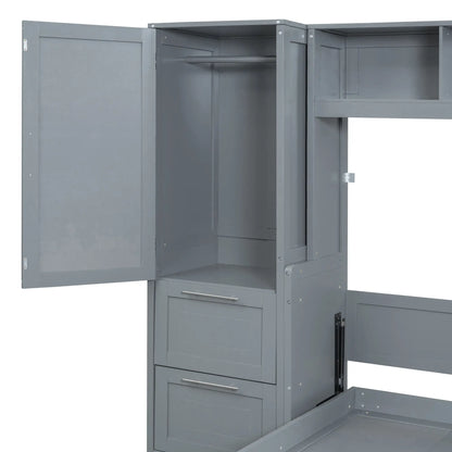 Murphy Bed with Closet, Drawers, 112" L x 21.5" W x 78.5" H, Grey Bed Frames at Gallery Canada