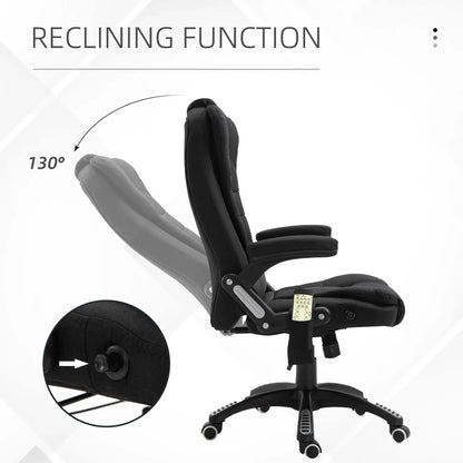 6 Point Vibrating Massage Office Chair High Back Executive Chair with Reclining Back, Swivel Wheels, Black Massage Chairs at Gallery Canada