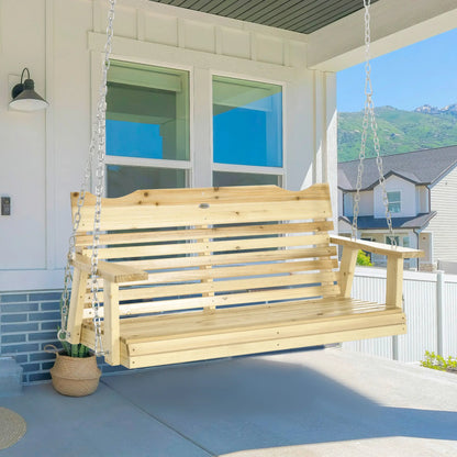 2-Seater Porch Swing, Adjustable Hanging Chains, Natural Wood Hanging Porch Swings at Gallery Canada