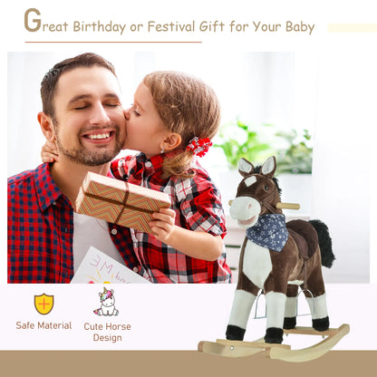 Kids Plush Ride-On Rocking Horse, Realistic Sounds, 3-6 Years, Brown Rocking Horses at Gallery Canada