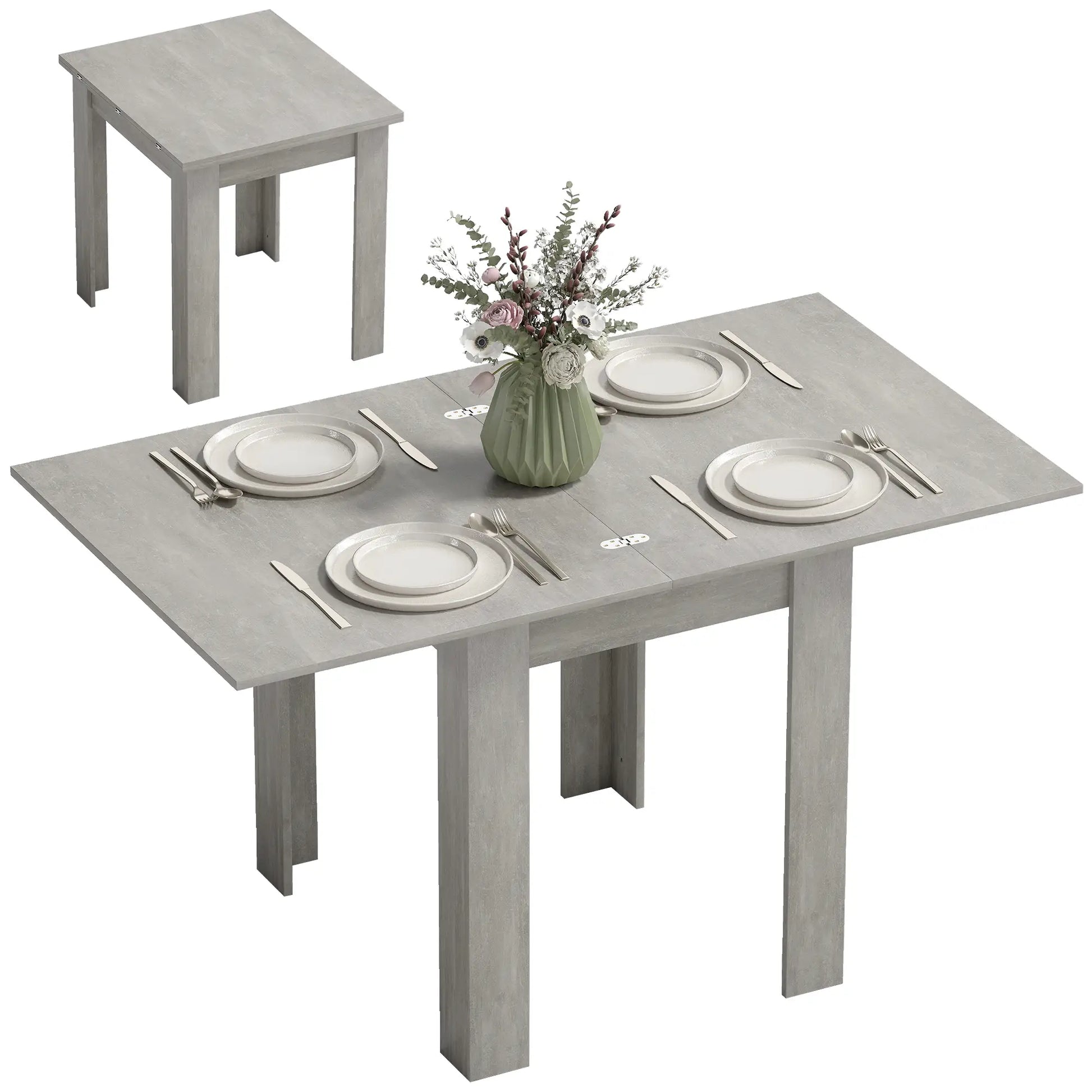 55 Inch Extendable Dining Table for 4-6 Person, Kitchen Table, Grey Dining Tables at Gallery Canada