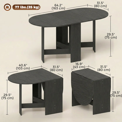 Oval Folding Dining Table, Drop Leaf Kitchen Table, Black Dining Tables at Gallery Canada