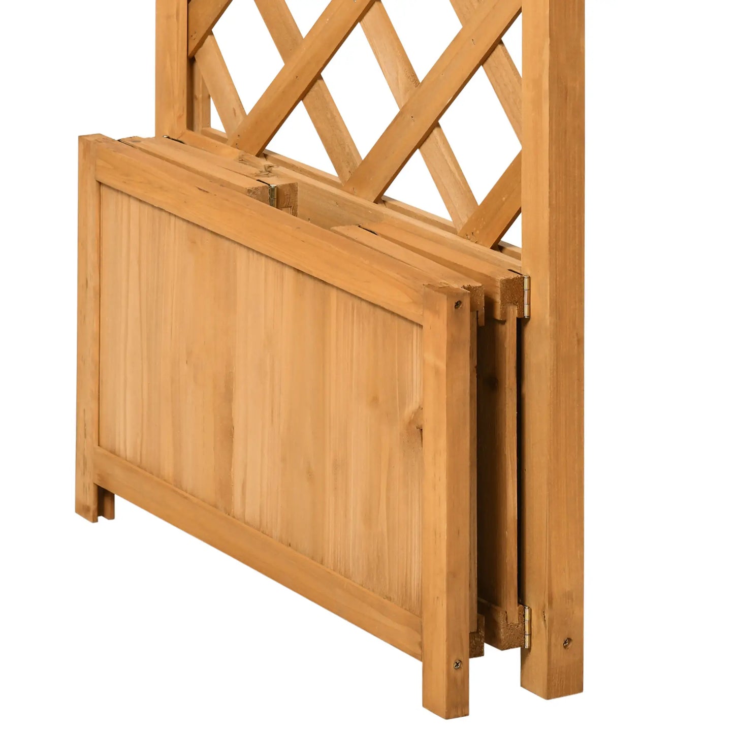 7.7FT Garden Arch, 2 Foldable Planter Boxes, Wooden Trellis Arbor, Brown Garden Arches at Gallery Canada