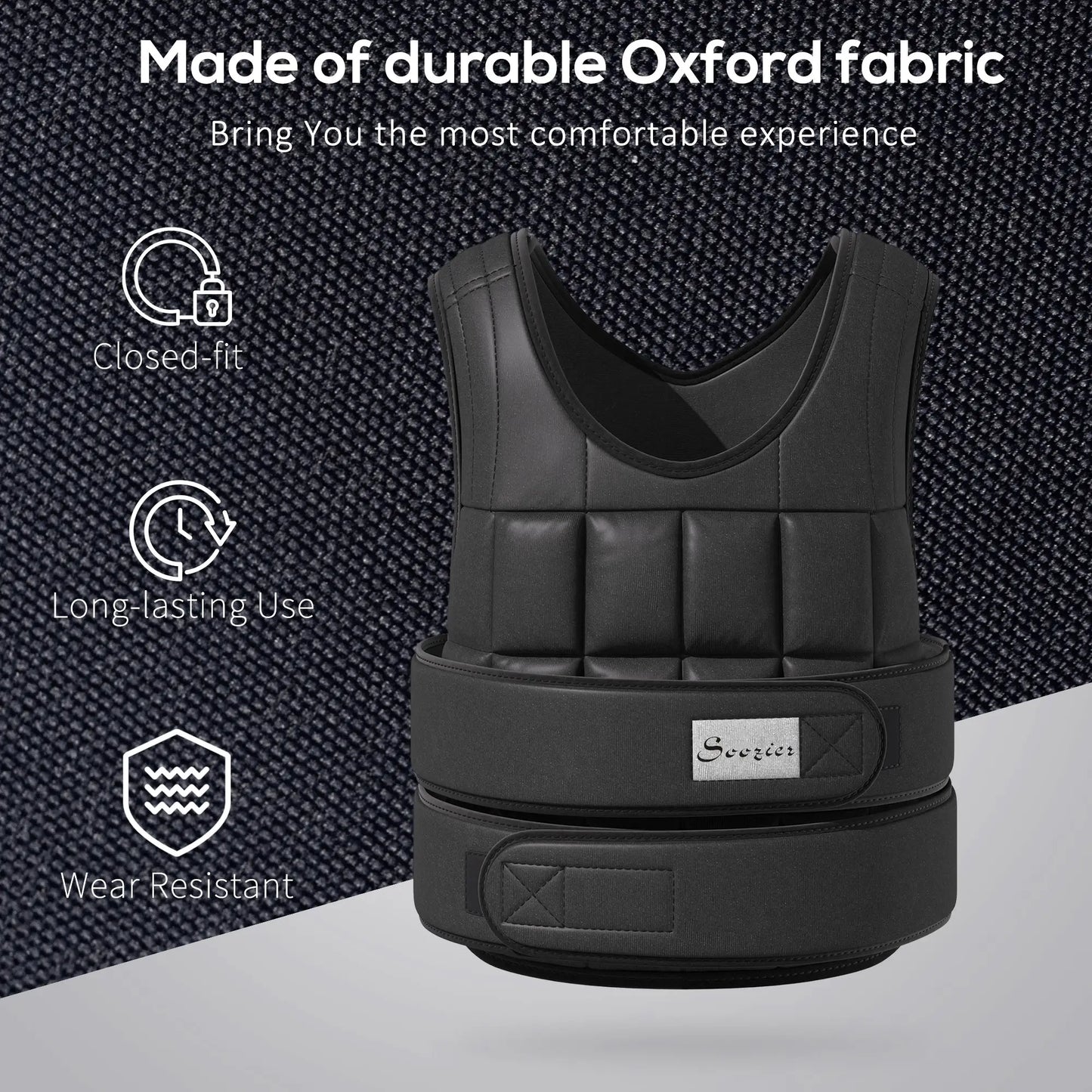 22lbs Weighted Vest, Adjustable Running Vest, 38 Weight Bags, Black Strength Training Equipment at Gallery Canada