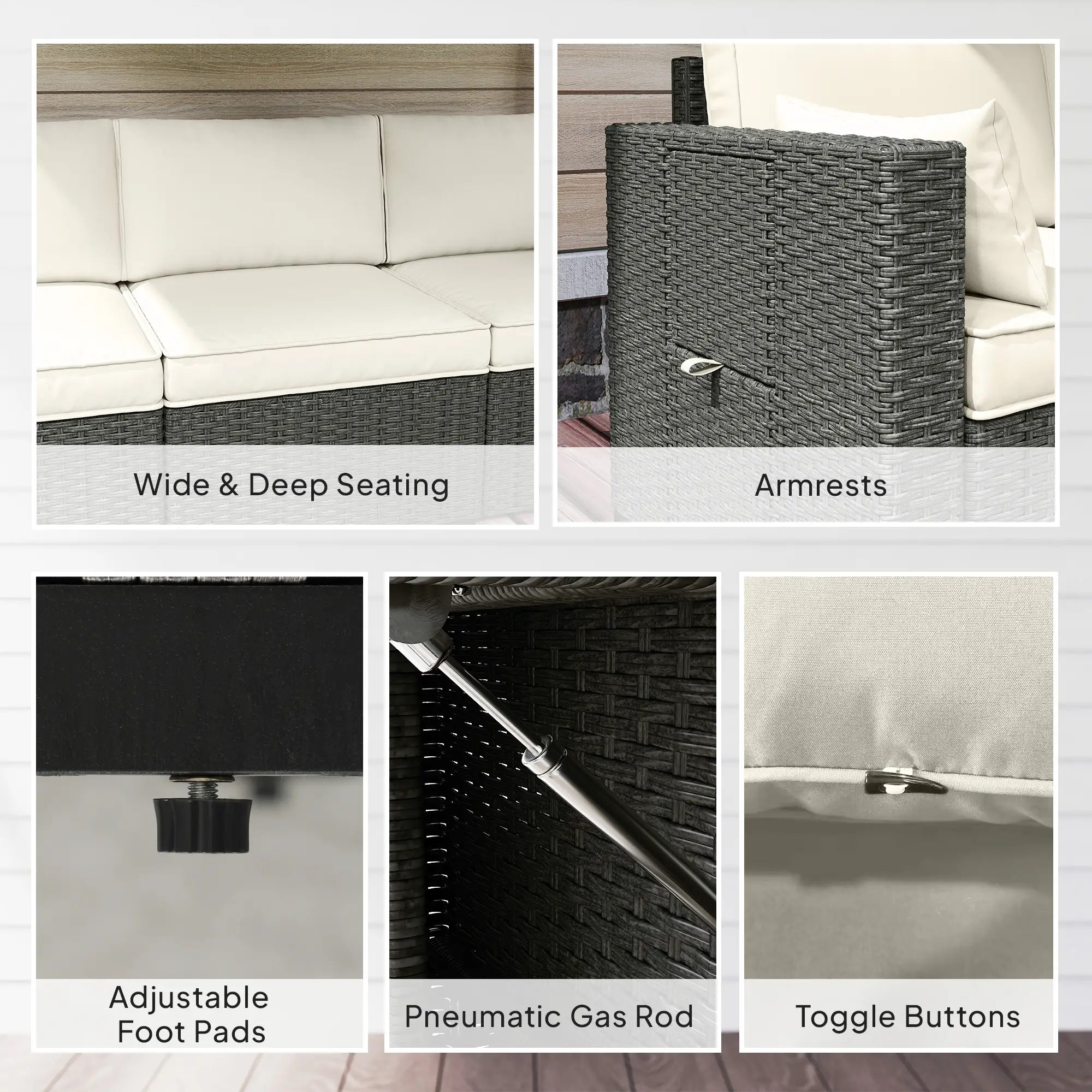 3 Seater Wicker Patio Sofa, 6