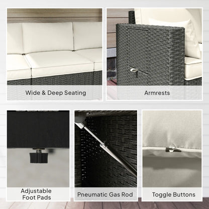 3 Seater Wicker Patio Sofa, 6" Thick Cushions, Cream White Patio Furniture Sets at Gallery Canada