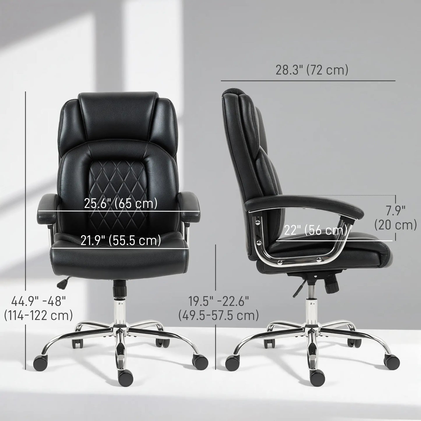 Big and Tall Office Chair 400 lbs, PU Leather, High Back, Black Executive & Manager Chairs at Gallery Canada