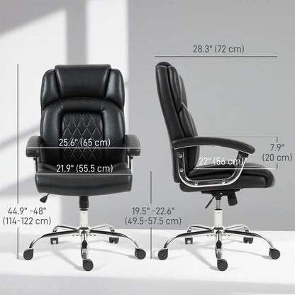 Big and Tall Office Chair 400 lbs, PU Leather, High Back, Black Executive & Manager Chairs at Gallery Canada