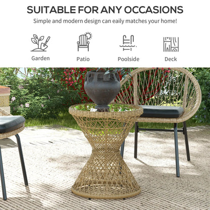 Wicker Outdoor Coffee Table, 18" Round Drum Style, Light Brown Patio Side Tables at Gallery Canada