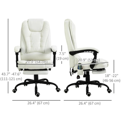 7-Point Vibrating Massage Chair, Reclining Office Chair, Adjustable Height, White Executive & Manager Chairs at Gallery Canada