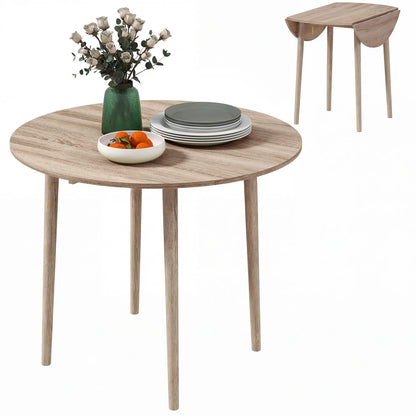 Round Folding Dining Table, Drop Leaf Kitchen Table, Wood Legs, Oak Dining Tables at Gallery Canada