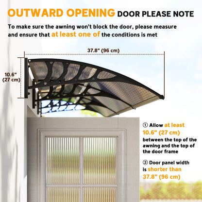 Awning Door Canopy, 119.3" x 37.8", Polycarbonate, UV Protection, Brown Door Awnings at Gallery Canada
