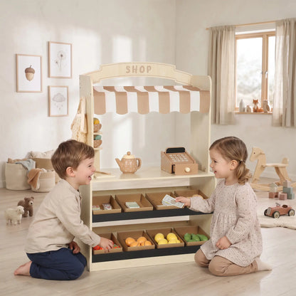 Ensemble de jeu d'épicerie en bois, 61 accessoires, nourriture jouet, caisse enregistreuse