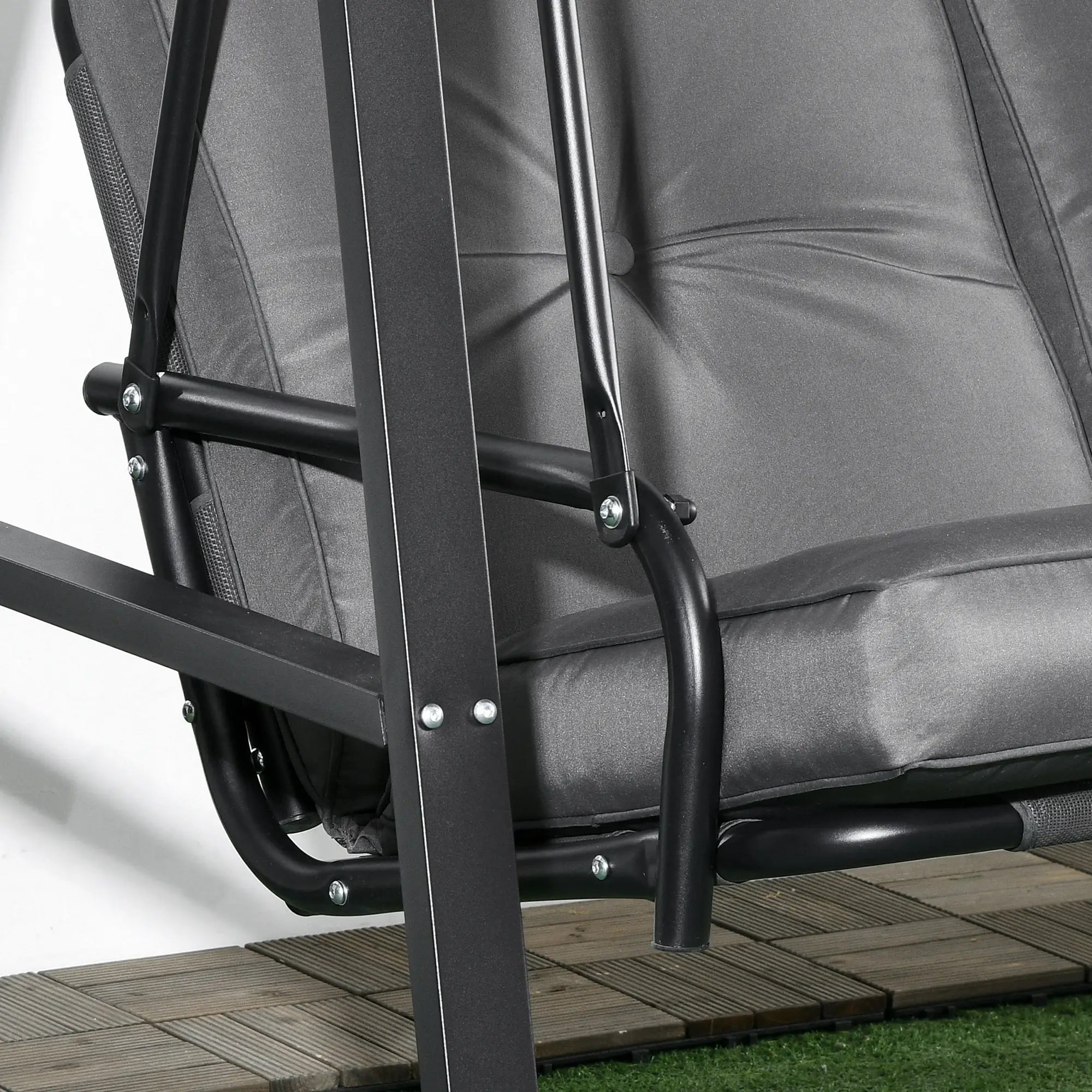2-Seater Outdoor Swing with Canopy, Patio Chair, Dark Grey Patio Swings with Stand at Gallery Canada