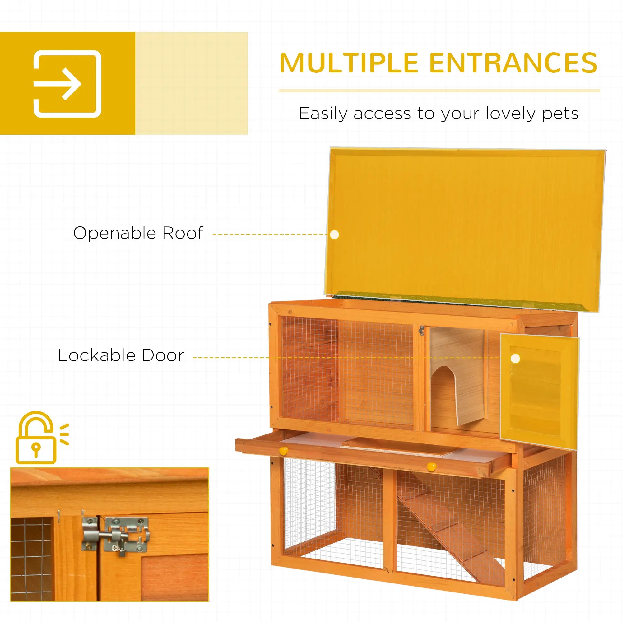 Wooden Rabbit Hutch, Small Animal Cage, 2-Level with Run Rabbit Hutch at Gallery Canada