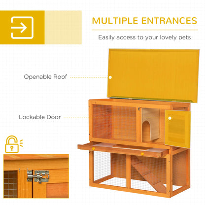 Wooden Rabbit Hutch, Small Animal Cage, 2-Level with Run Rabbit Hutch at Gallery Canada