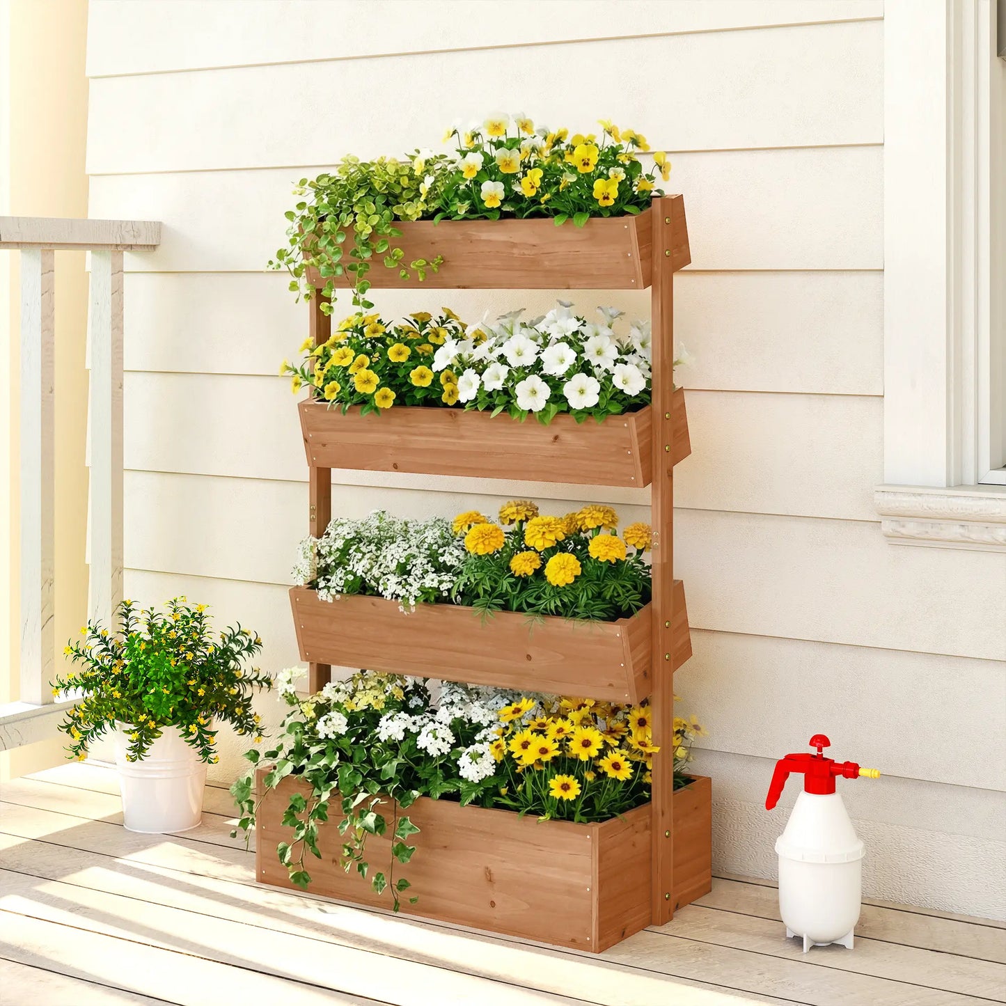 4-Tier Raised Garden Bed, 33.5" x 18" x 55" Vertical Wooden Planter Box Elevated Garden Beds at Gallery Canada