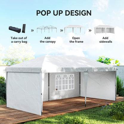 10' x 20' Outdoor Pop Up Canopy Tent, Instant Shelter With Carrying Bag, White Pop Up Canopies at Gallery Canada