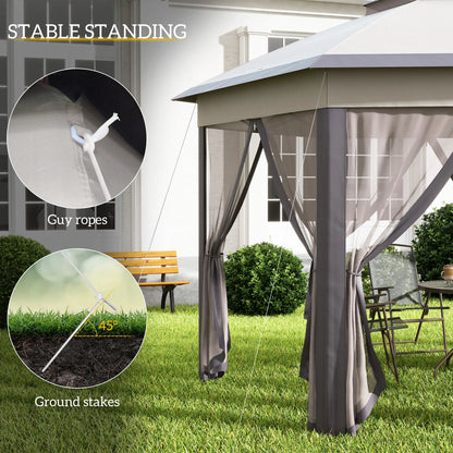 13' x 13' Pop Up Canopy Tent, Netting, Carry Bag, Coffee Beige